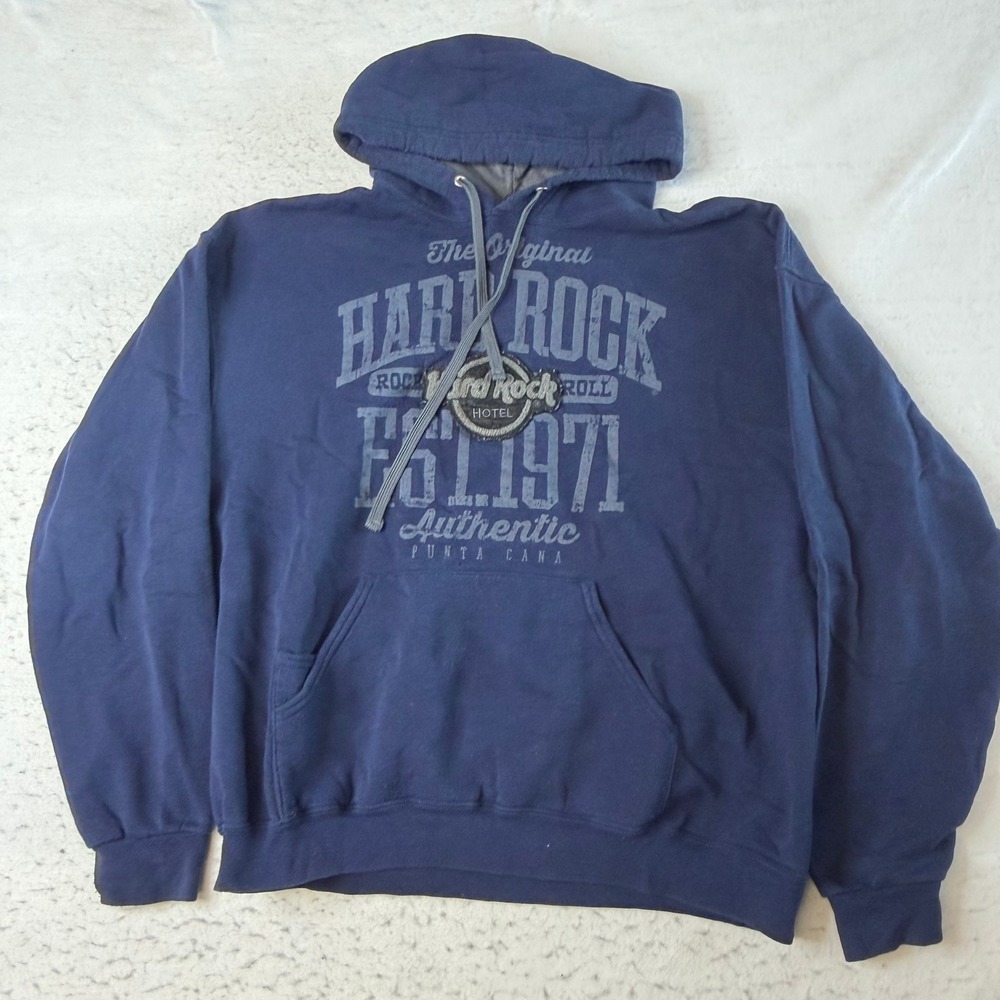 Hard Rock Hotel Hoodie Mens XL Blue Punta Cana Graphic Est 1971 Pullover